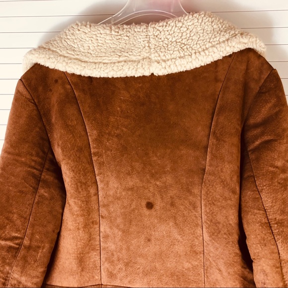 Maxima Wilsons Women Trim Suede Leather Long Coat - Picture 5 of 10